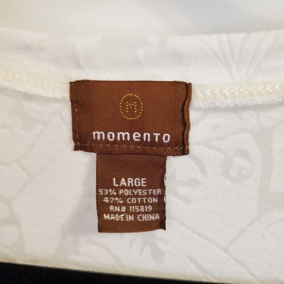 Momento white sheer lace short sleeve knot top size L - Picture 3 of 4